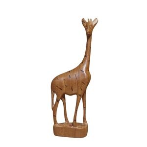 Vintage Hand carved Teak Wood Folk Art Giraffe Cute freestanding 8"